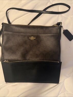 Coach East/West Pop Up Crossbody Brown and Black Crossbody Bag